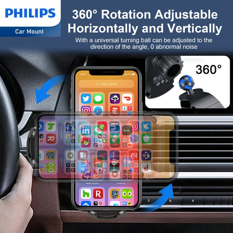 Philips 15W Qi Fast Wireless Car Charger Phone Mount (DLK3525Q)