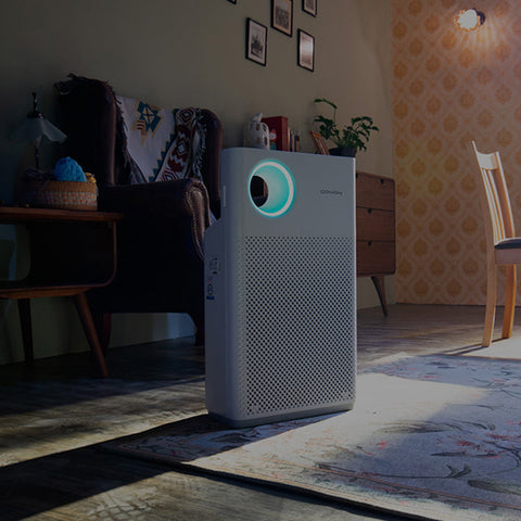 Coway 1018F Classic HEPA Air Purifier in night setting