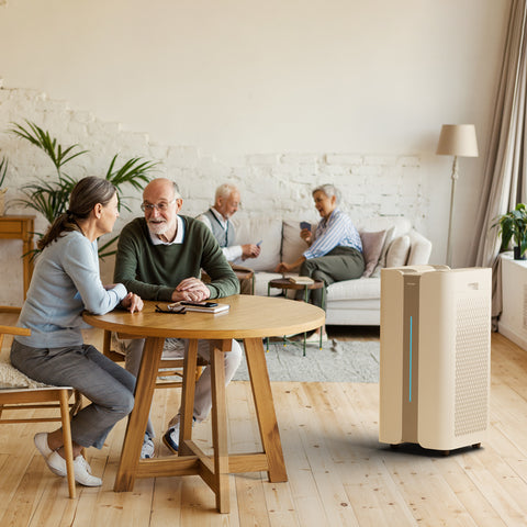 Ionmax+ Aire high-performance HEPA air purifier in living room