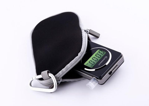 Andatech AlcoSense Zenith+ Personal Breathalyser in its carry pouch casing