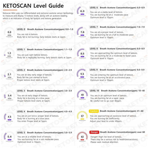 KetoScan level guide