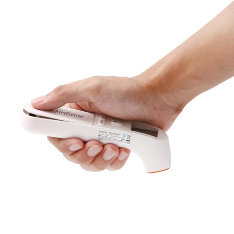Hand opening the battery cover for the MedSense Digital Infrared Thermometer for Forehead and Objects