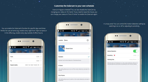 Fully customise the SolarCam Outdoor Wireless Security Camera to your own schedule